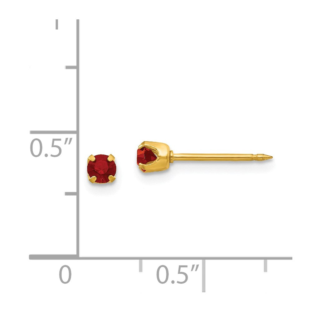 Piercing only 24k Plated July Red Crystal Birthstone Earrings
