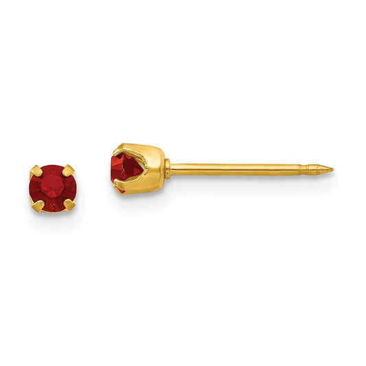 Piercing only 24k Plated July Red Crystal Birthstone Earrings