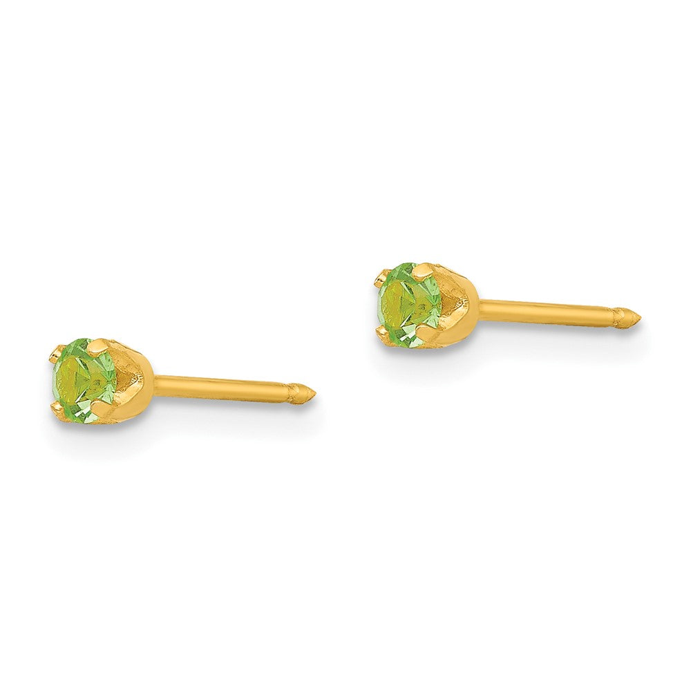 Piercing only 24k Plated August Lt. Green Crystal Birthstone Earrings
