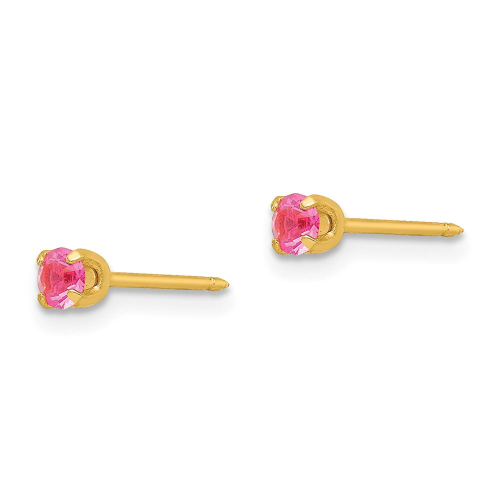 Piercing only 24k Plated October Pink Crystal Birthstone Earrings
