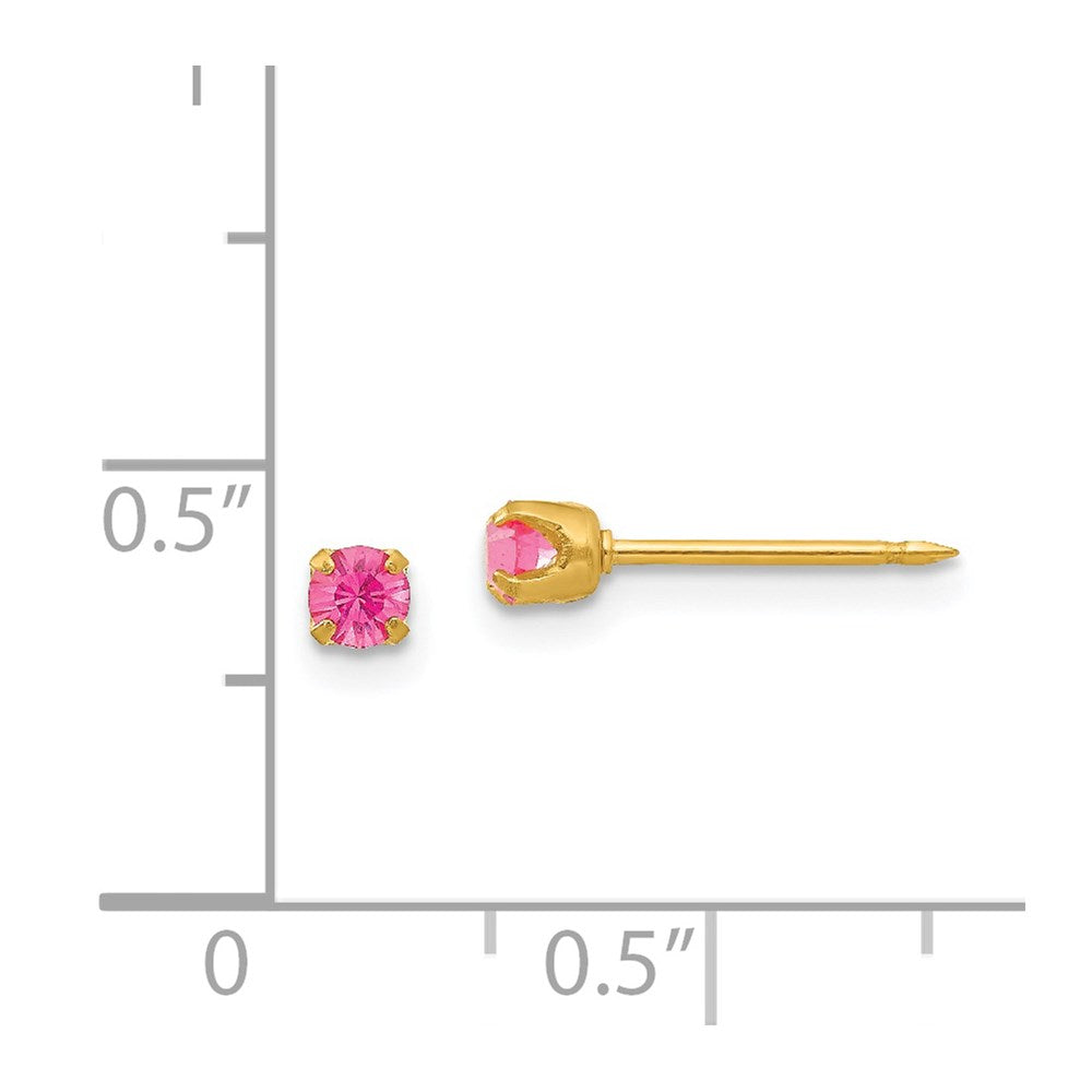 Piercing only 24k Plated October Pink Crystal Birthstone Earrings