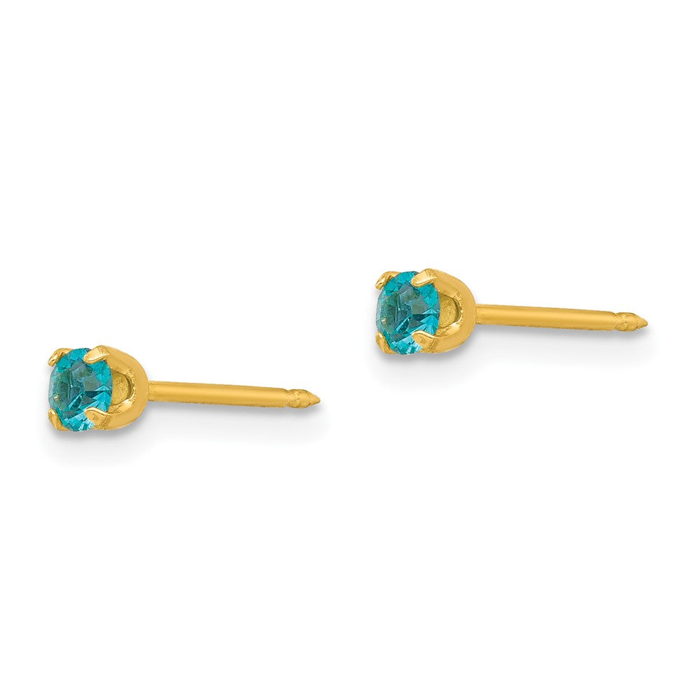 Piercing only 24k Plated December Blue Crystal Birthstone Earrings