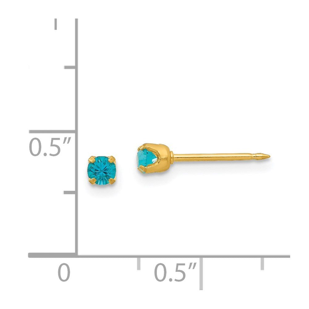 Piercing only 24k Plated December Blue Crystal Birthstone Earrings