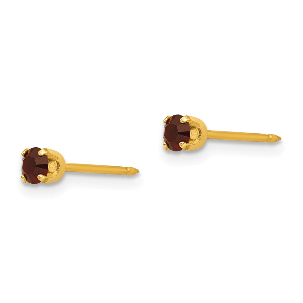 Piercing only 14k 3mm January Crystal Birthstone Post Earrings