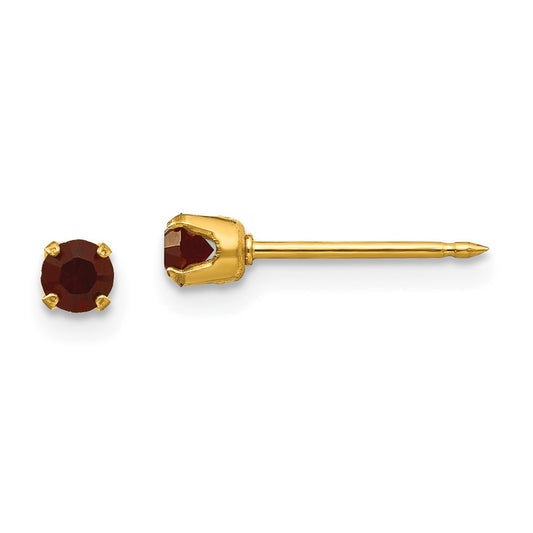 Piercing only 14k 3mm January Crystal Birthstone Post Earrings