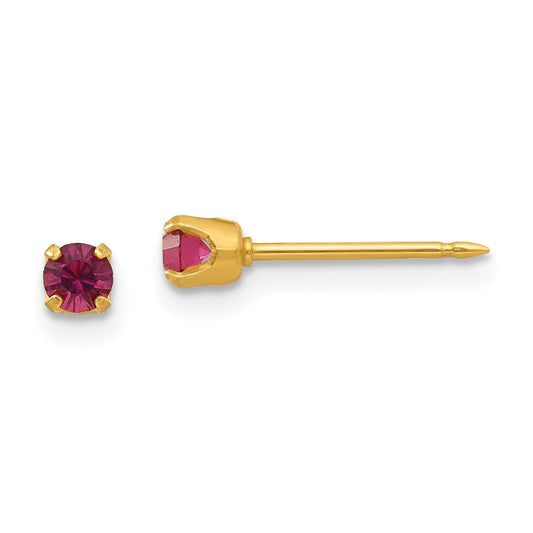 Piercing only 14k 3mm February Crystal Birthstone Post Earrings