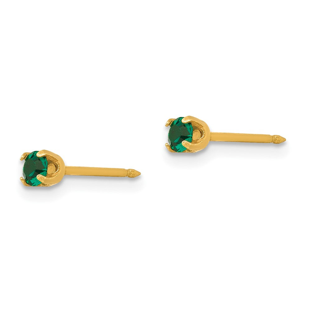 Piercing only 14k 3mm May Crystal Birthstone Post Earrings