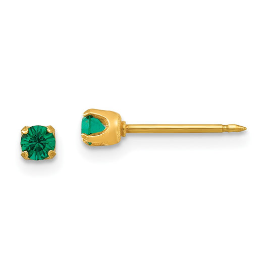 Piercing only 14k 3mm May Crystal Birthstone Post Earrings