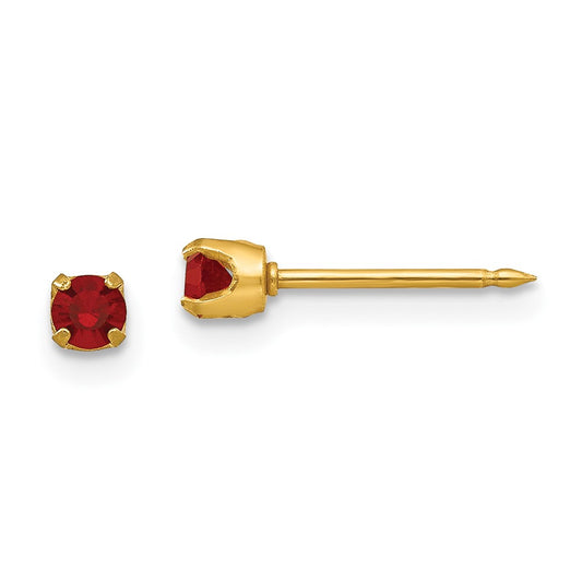 Piercing only 14k 3mm July Crystal Birthstone Post Earrings