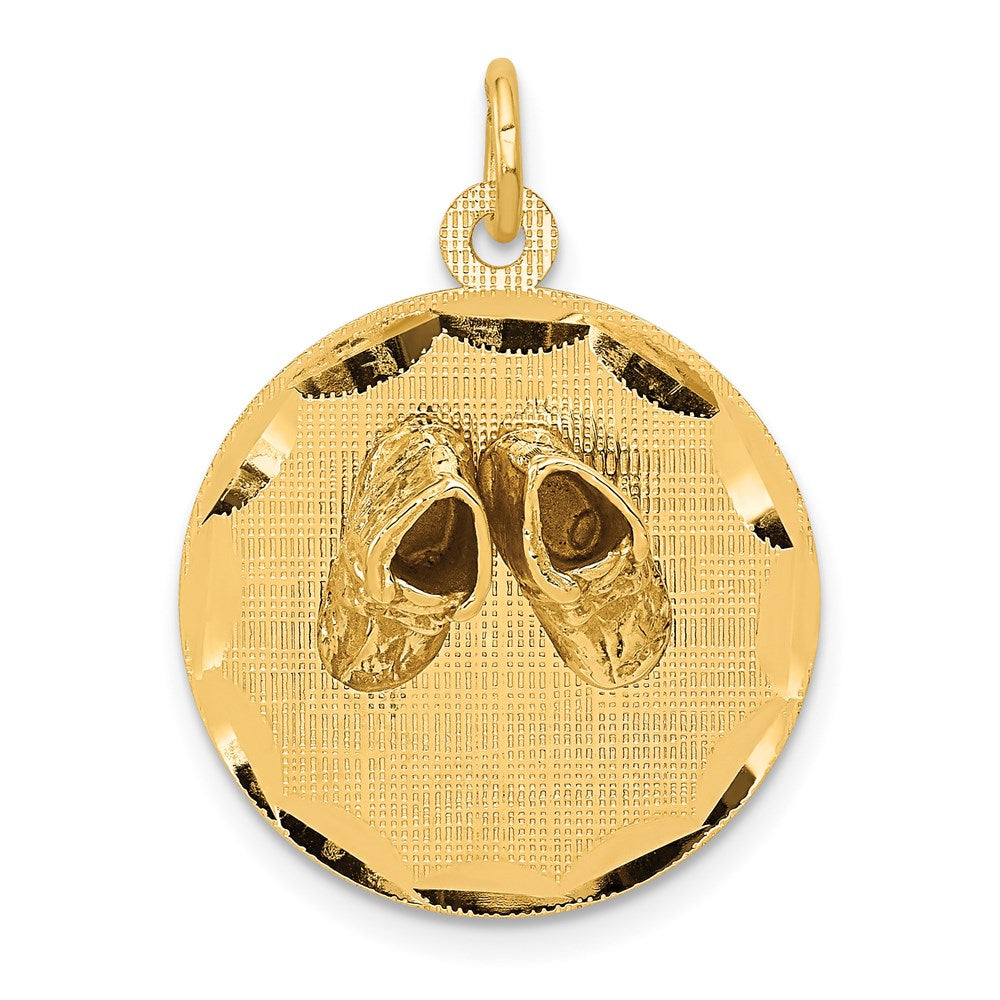 14k Small Solid Engravable Shoes on Disc Charm