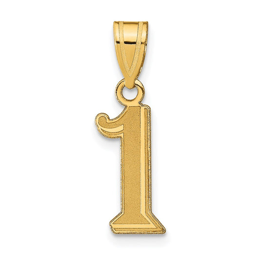 14k Polished Etched Number 1 Pendant
