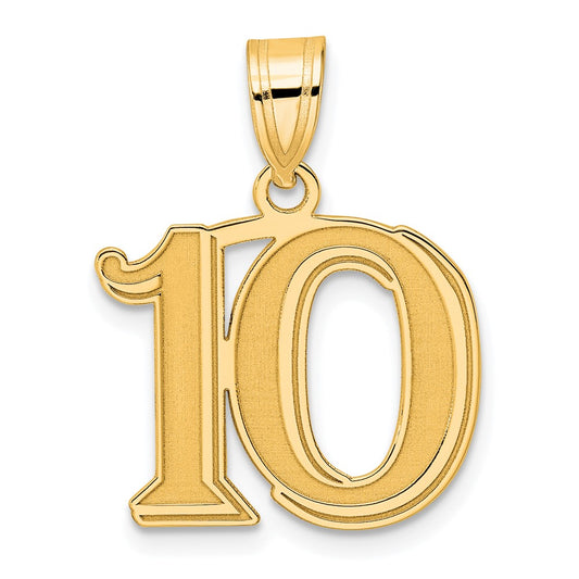 14k Polished Etched Number 10 Pendant