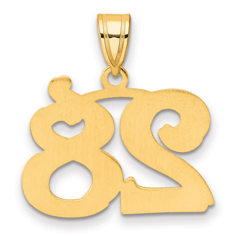 14k Polished Etched Number 28 Pendant