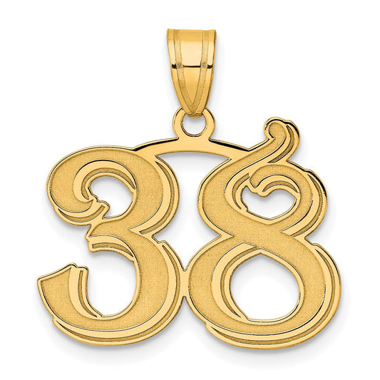 14k Polished Etched Number 38 Pendant