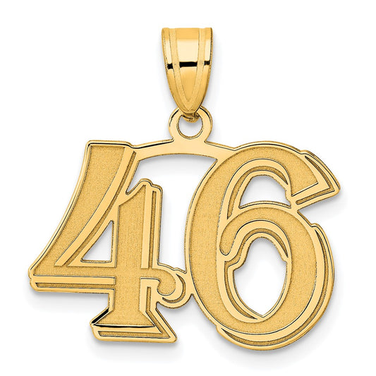 14k Polished Etched Number 46 Pendant