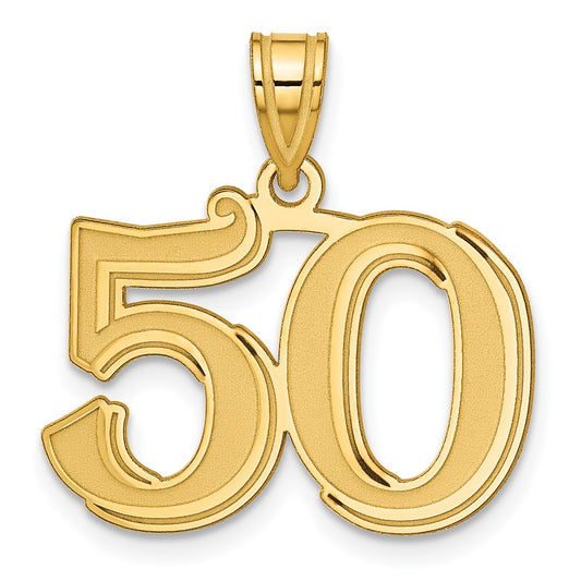 14k Polished Etched Number 50 Pendant
