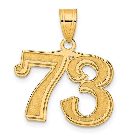 14k Polished Etched Number 73 Pendant