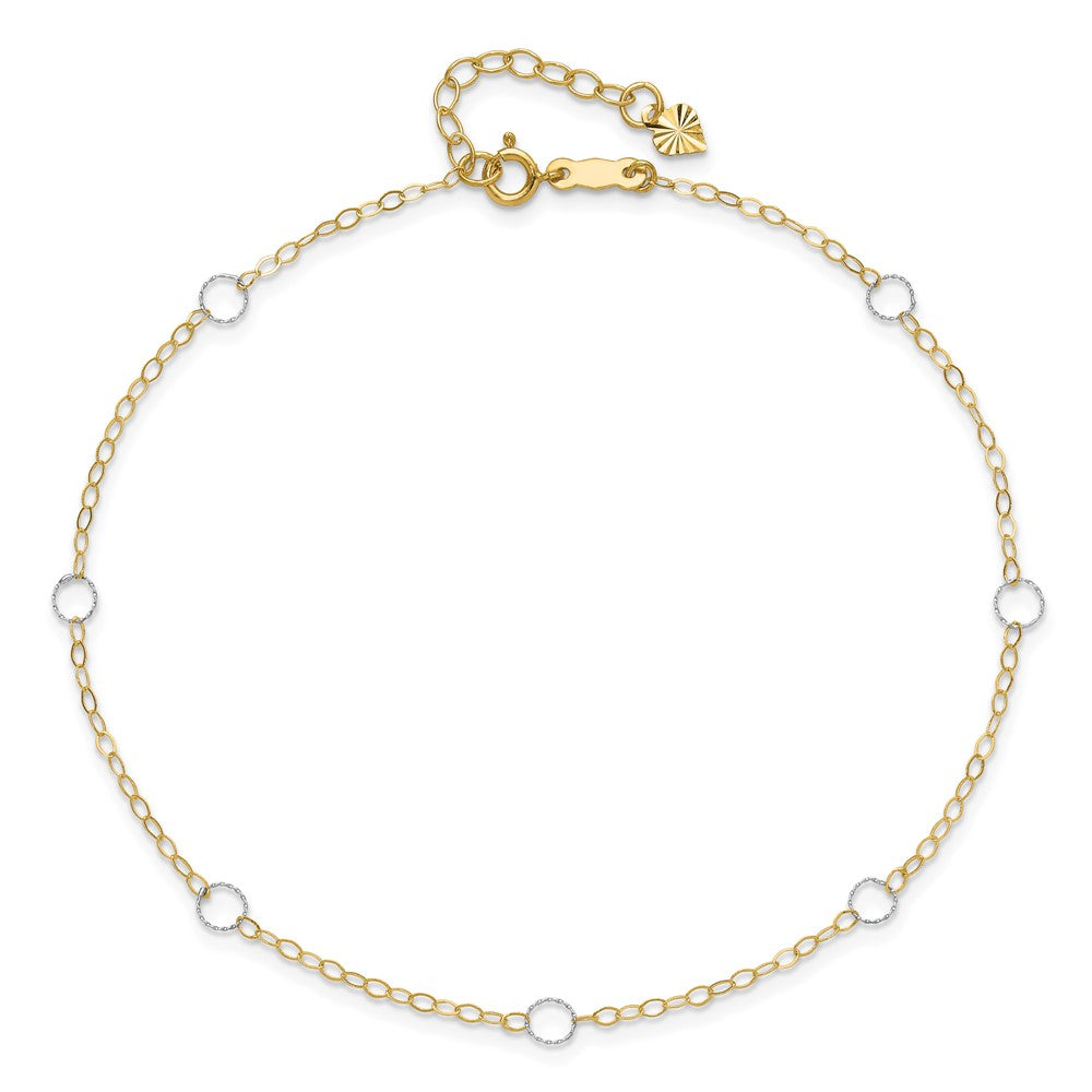 14k Two-Tone Circle 9in Plus 1in ext  Anklet