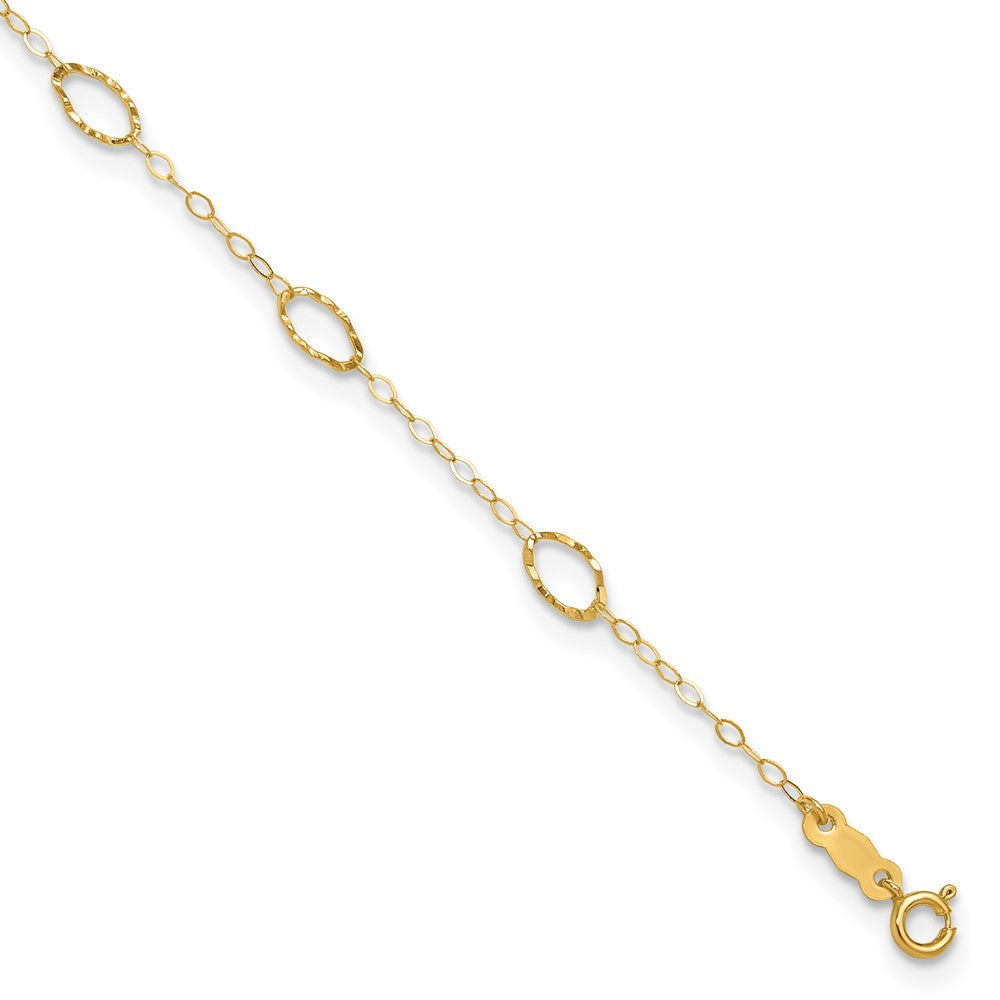 14k Oval Shapes 10in Plus 1in ext Anklet
