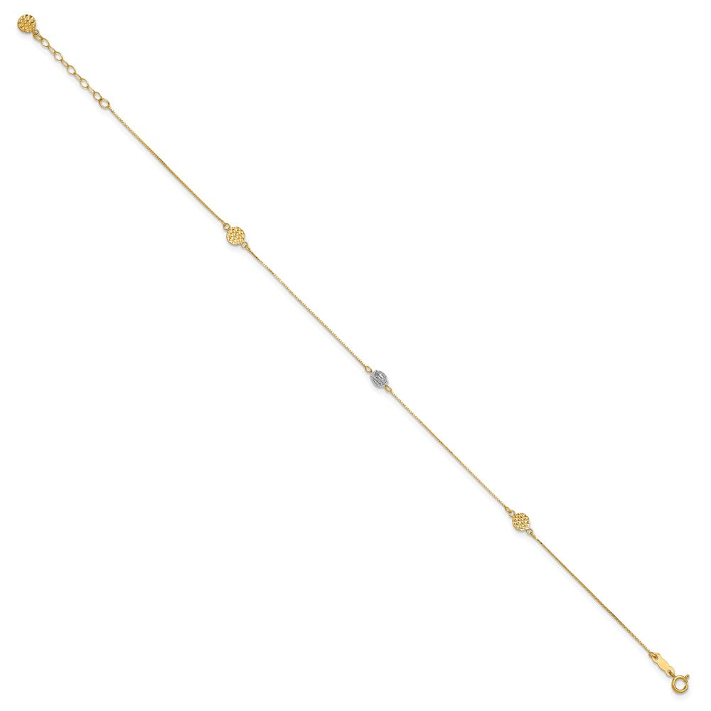 14k Two-tone D/C 9in Plus 1in extender Anklet