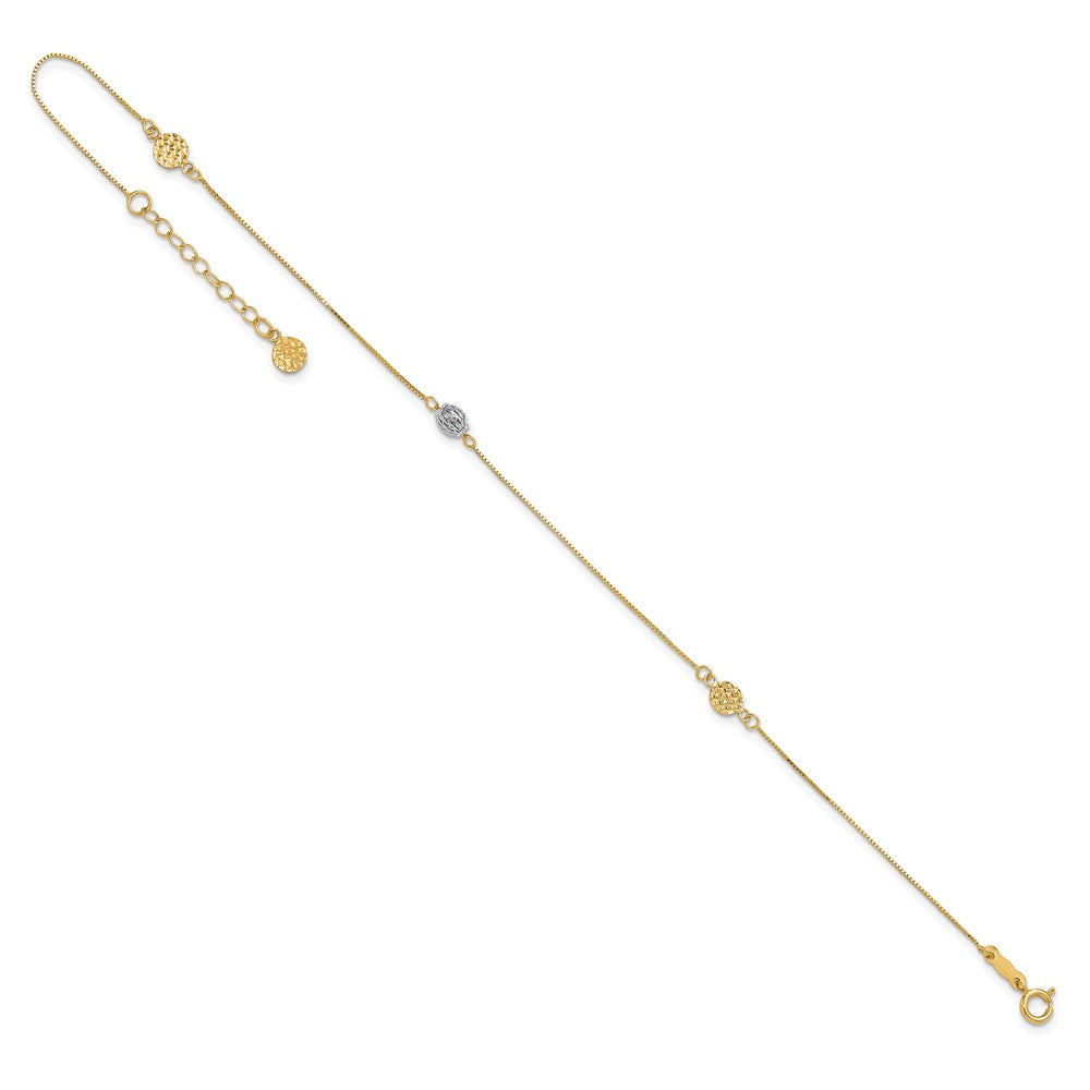 14k Two-tone D/C 9in Plus 1in extender Anklet