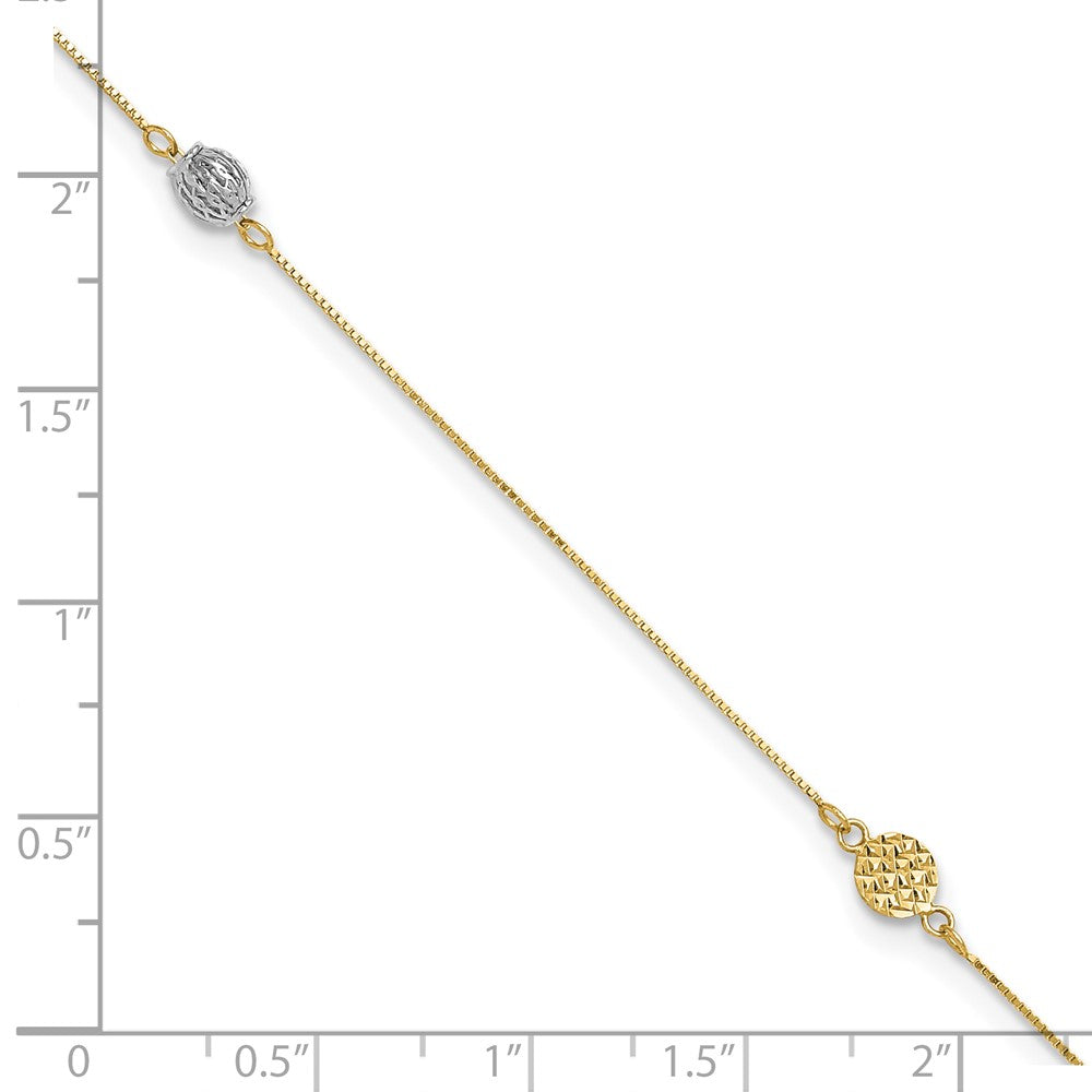 14k Two-tone D/C 9in Plus 1in extender Anklet