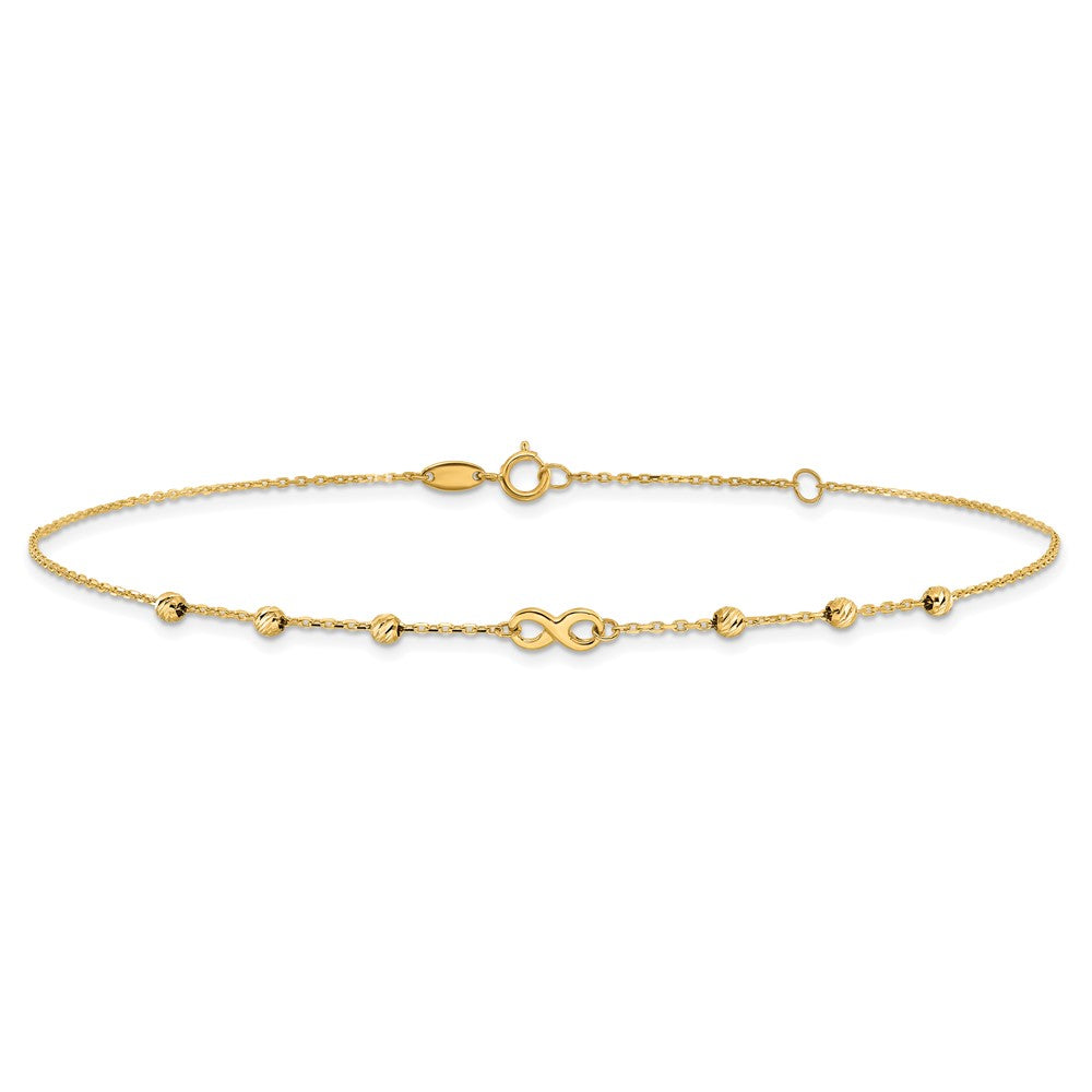 14K Infinity Symbol 10in Plus 1in ext. Anklet