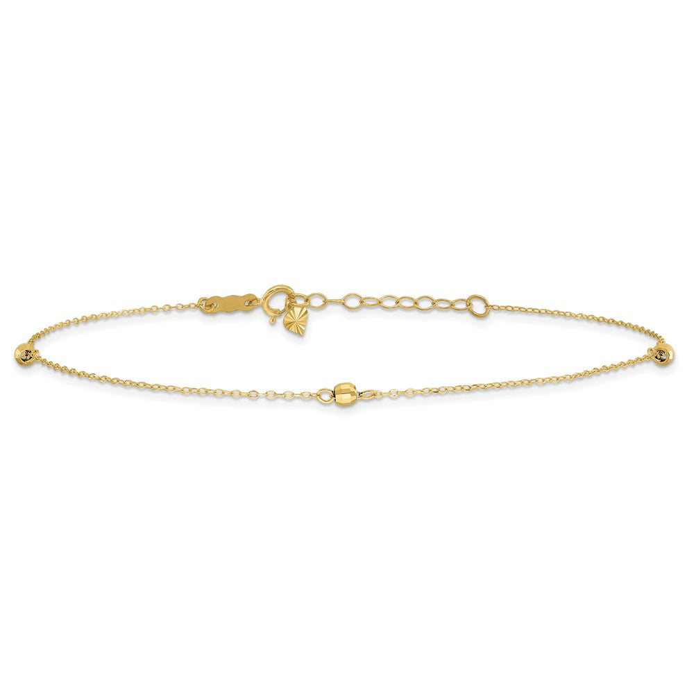 14K Mirror Beads 9in Plus 1in Ext Anklet