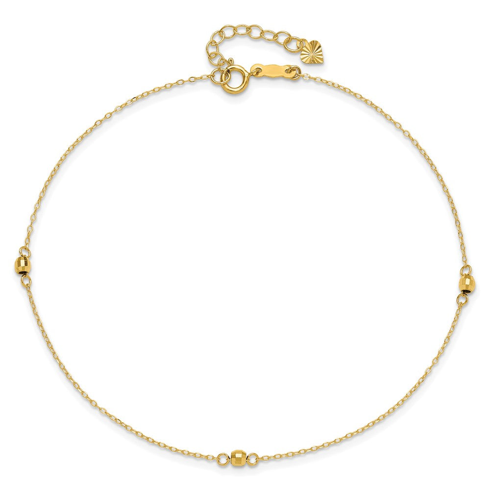 14K Mirror Beads 9in Plus 1in Ext Anklet