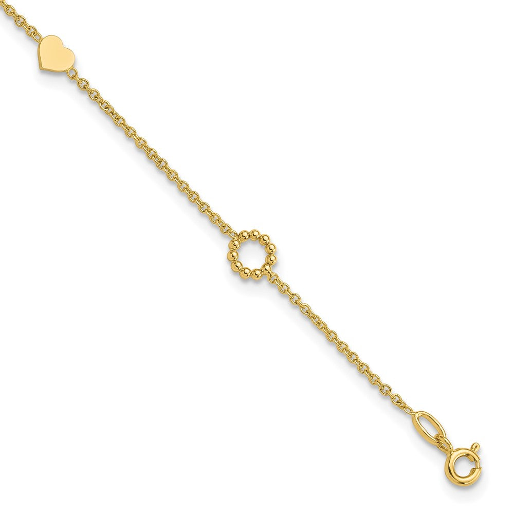 14K Heart 9in Plus 1in ext. Anklet