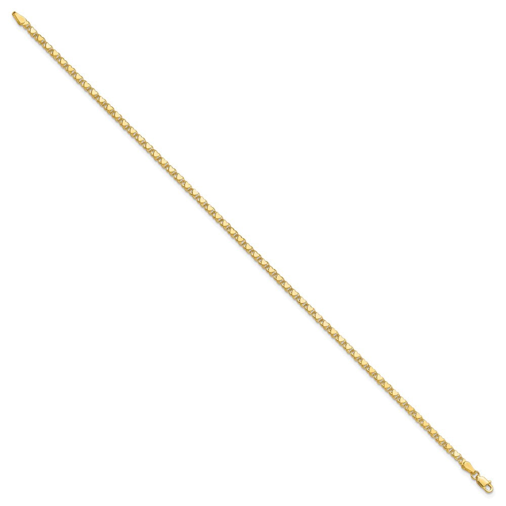 14k Polished Double-Sided Heart 6in Child's Bracelet