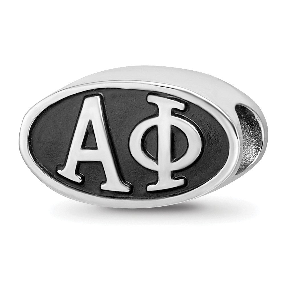 Sterling Silver Alpha Phi Sorority Greek Letters Enameled Oval Bead
