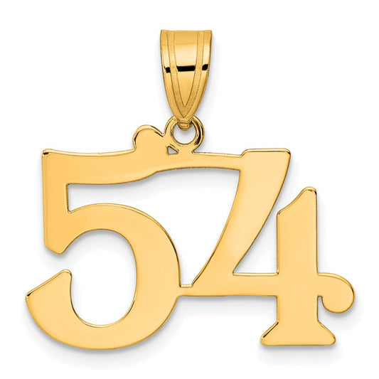 14k Polished Number 54 Pendant