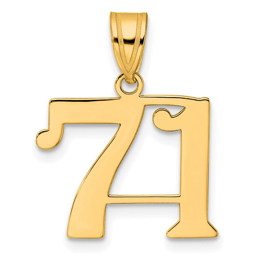 14k Polished Number 71 Pendant