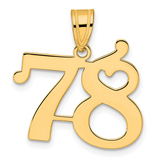 14k Polished Number 78 Pendant