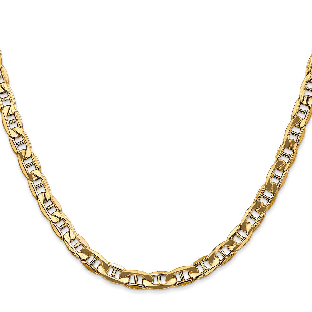 14K 22 inch 5.5mm Semi-Solid Anchor with Lobster Clasp Chain