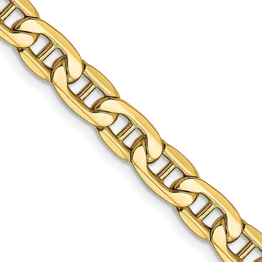 14K 22 inch 5.5mm Semi-Solid Anchor with Lobster Clasp Chain
