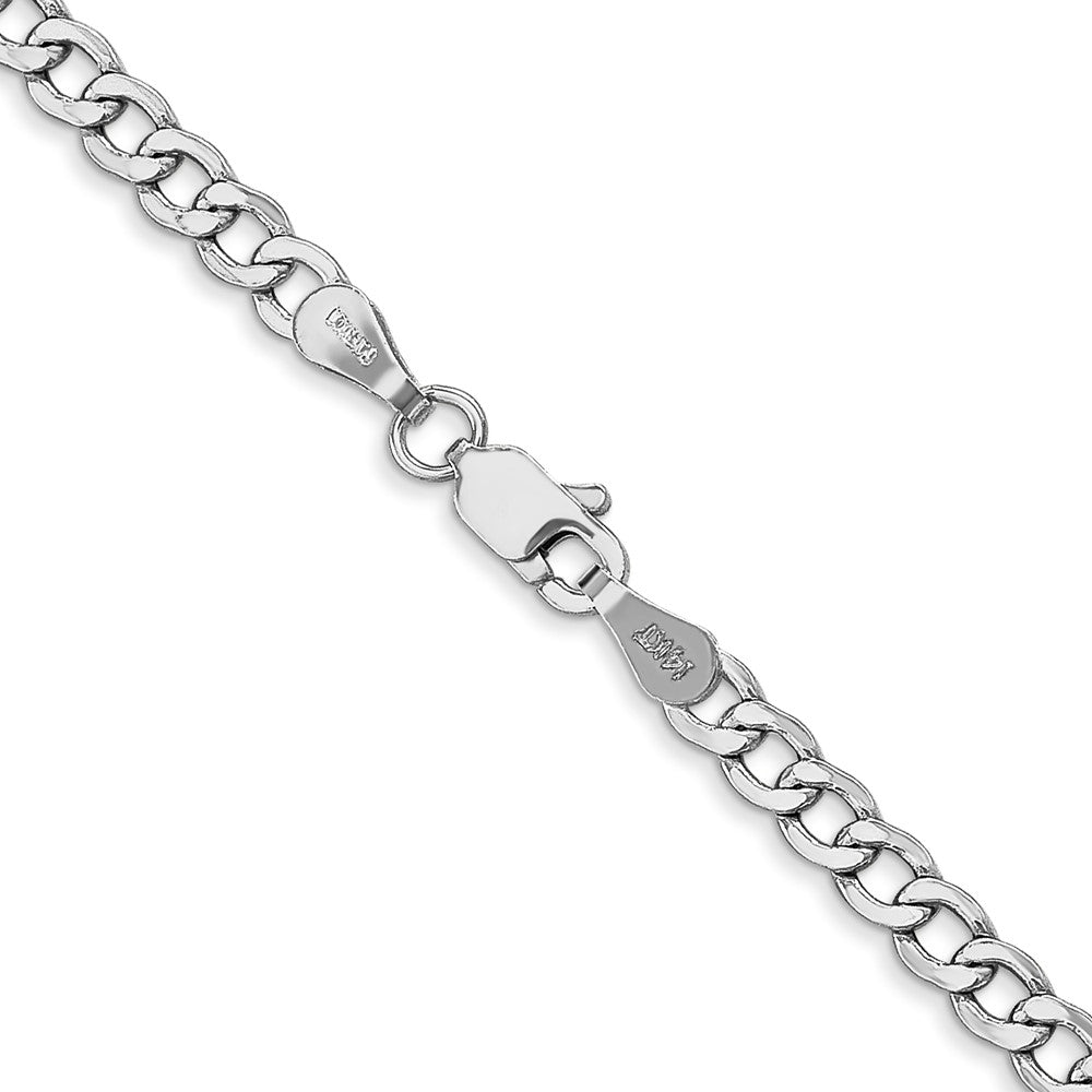 14K White Gold 22 inch 3.35mm Semi-Solid Curb with Lobster Clasp Chain