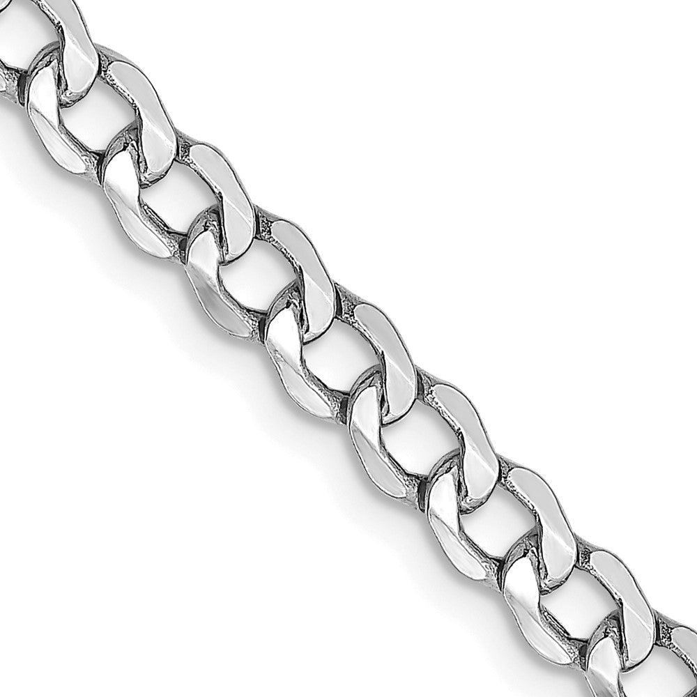 14K White Gold 22 inch 4.3mm Semi-Solid Curb with Lobster Clasp Chain