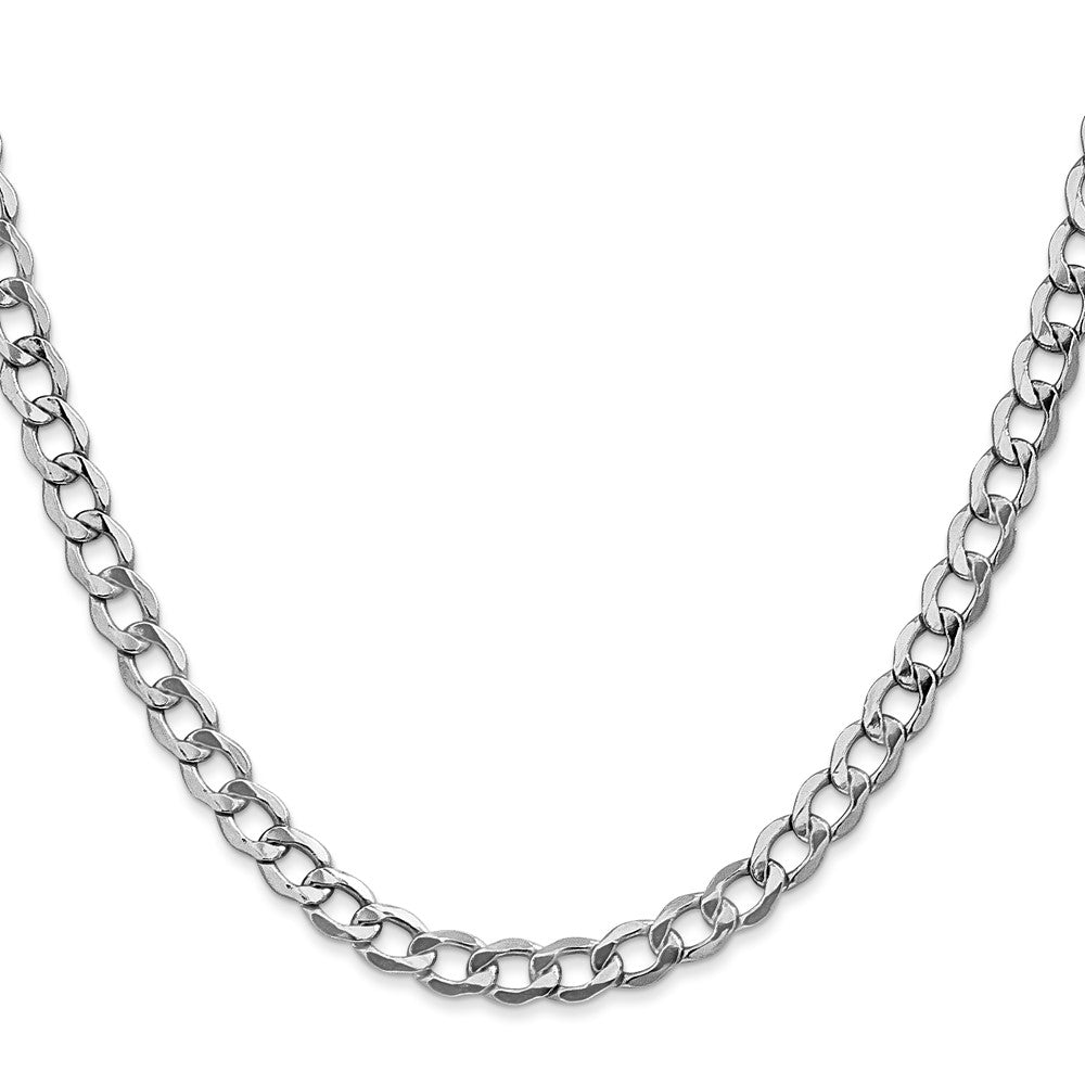 14K White Gold 26 inch 5.25mm Semi-Solid Curb with Lobster Clasp Chain