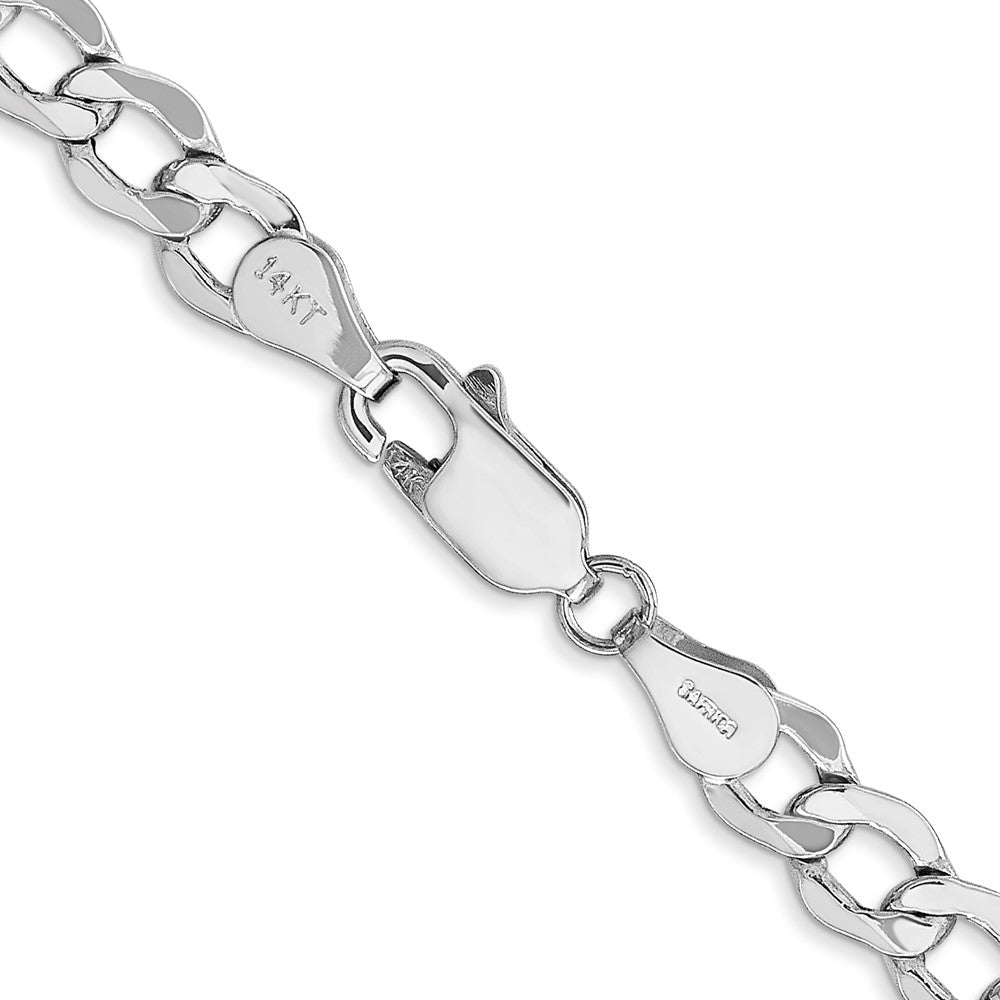14K White Gold 26 inch 5.25mm Semi-Solid Curb with Lobster Clasp Chain