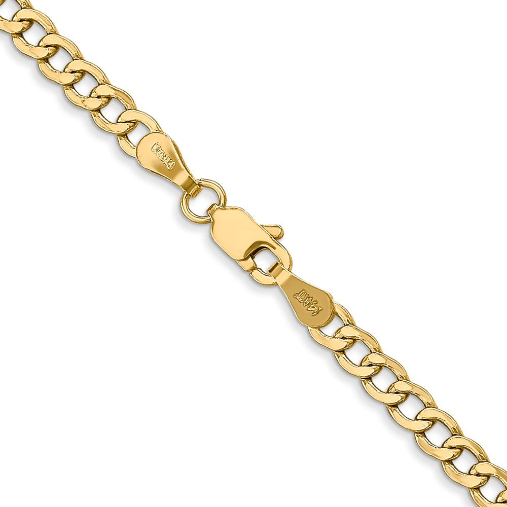 14K 26 inch 3.35mm Semi-Solid Curb with Lobster Clasp Chain