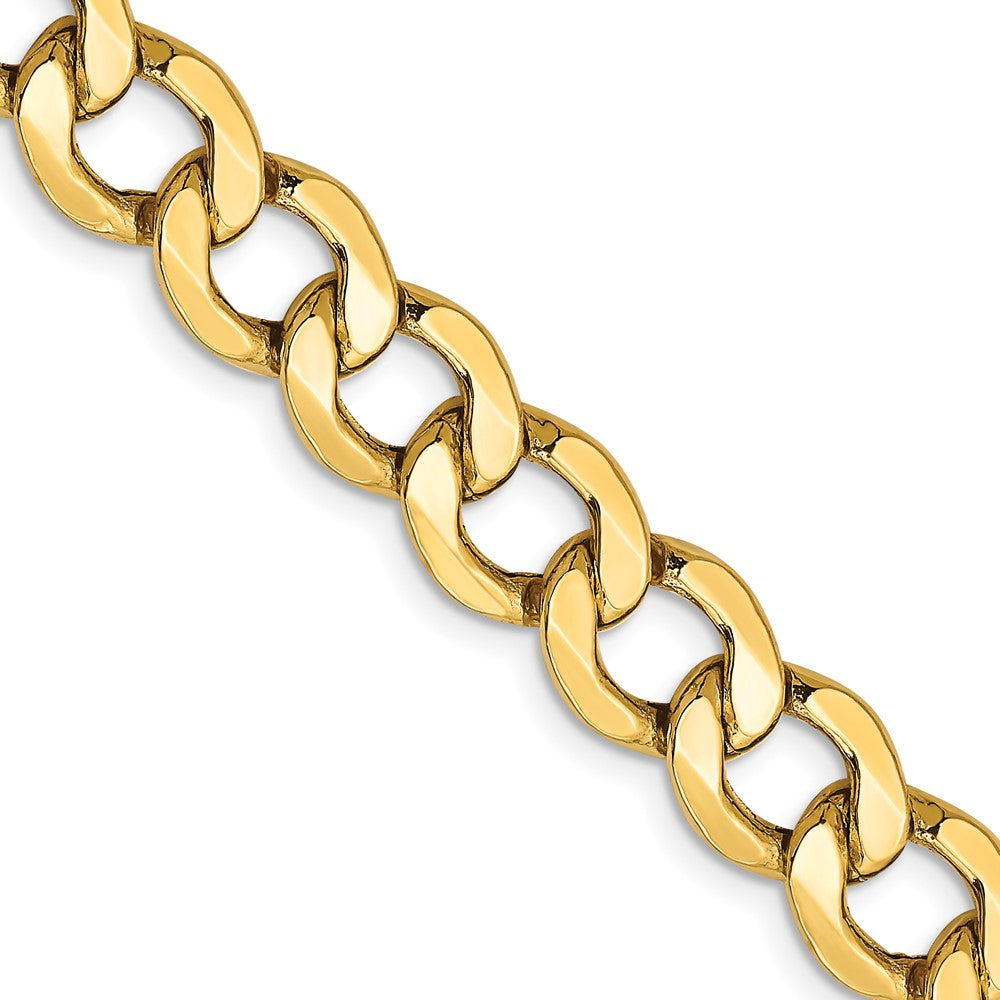14K 24 inch 9mm Semi-Solid Curb with Lobster Clasp Chain