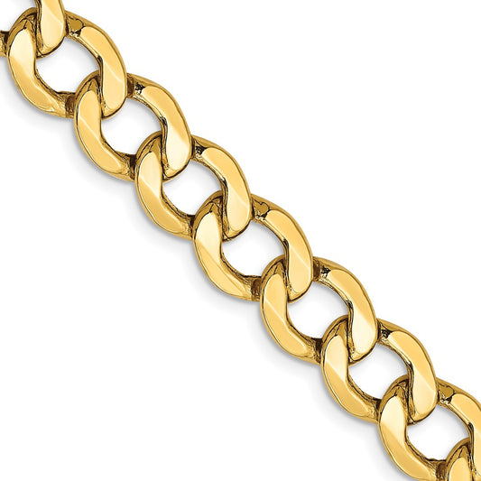 14K 24 inch 9mm Semi-Solid Curb with Lobster Clasp Chain