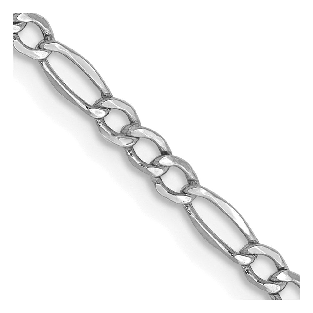 14K White Gold 26 inch 2.5mm Semi-Solid Figaro with Lobster Clasp Chain