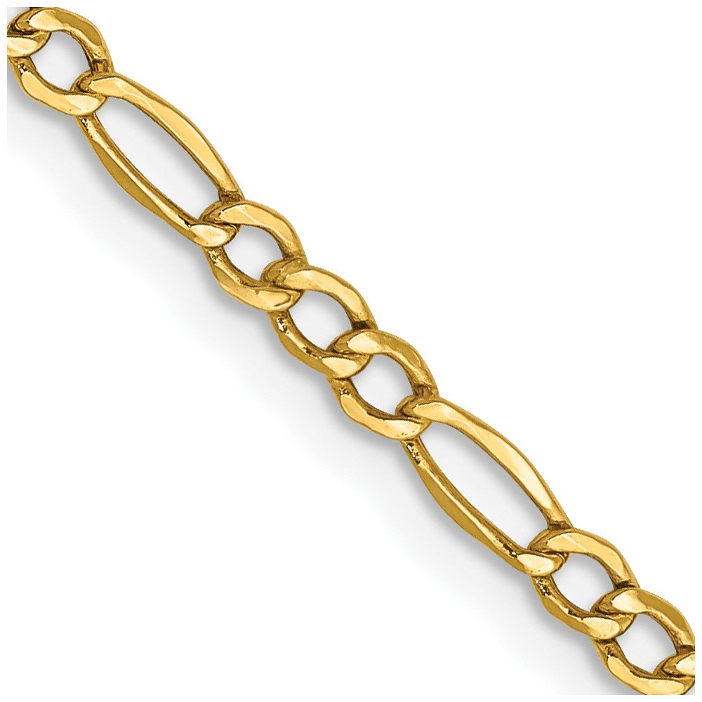 14K 26 inch 2.5mm Semi-Solid Figaro with Lobster Clasp Chain