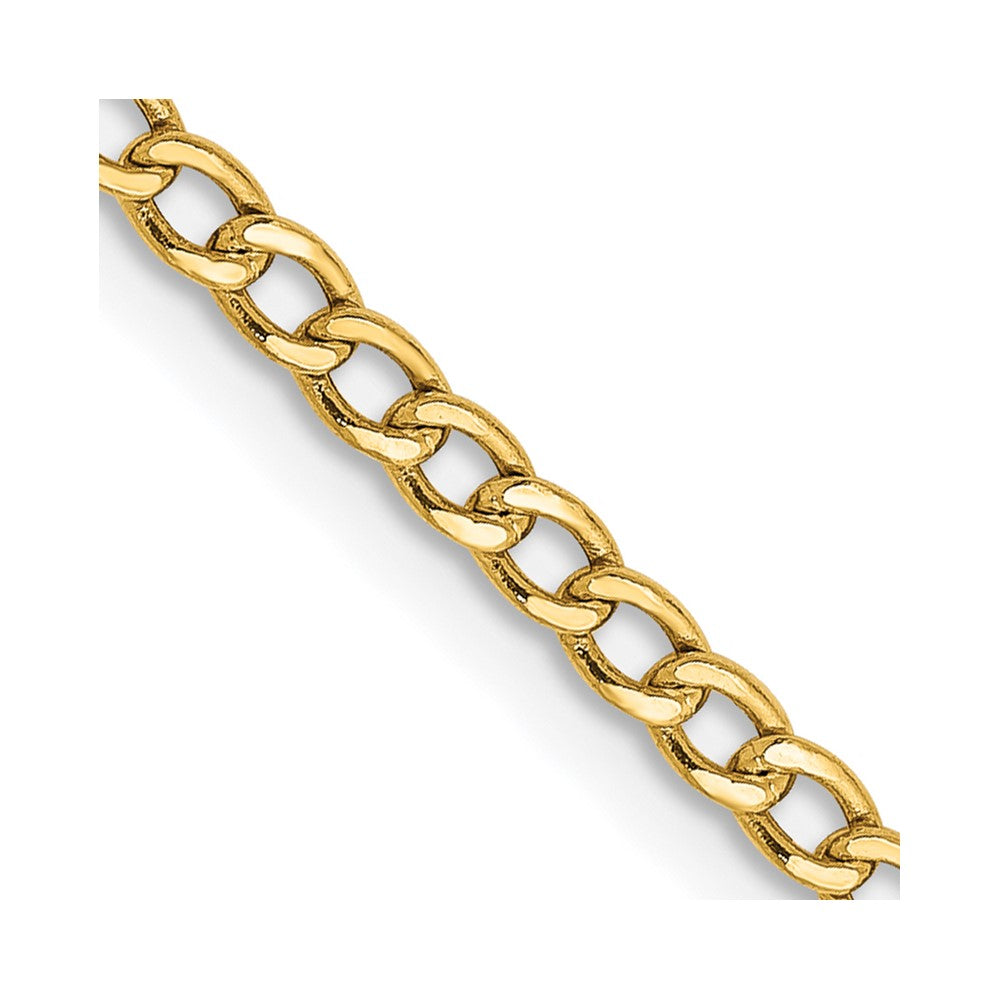 14K 28 inch 2.5mm Semi-Solid Curb with Lobster Clasp Chain