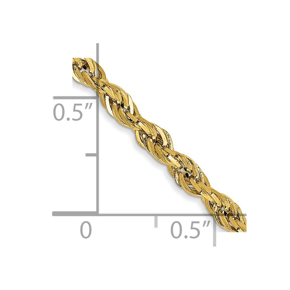14K 10 inch 2.8mm Semi Solid Rope with Lobster Clasp Anklet