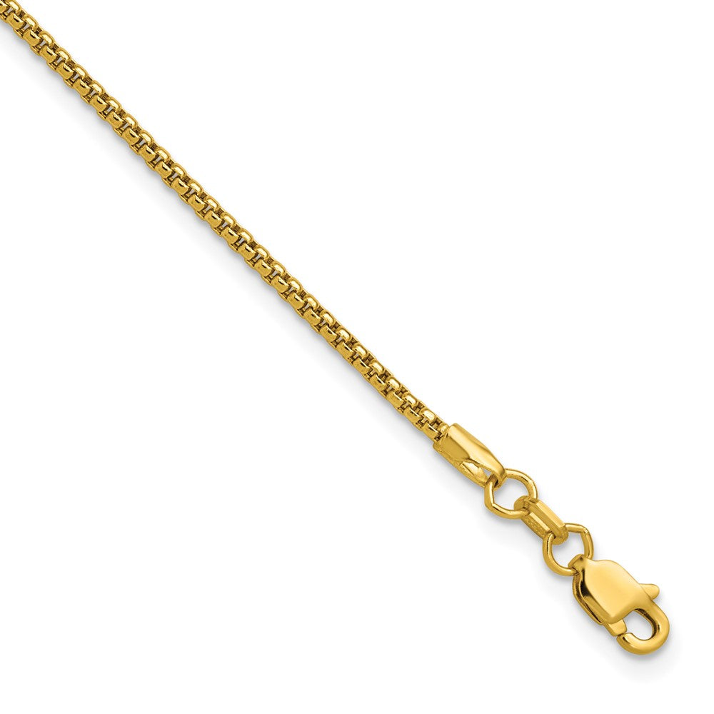 14K 7 inch 1.5mm Semi-Solid Round Box with Lobster Clasp Bracelet
