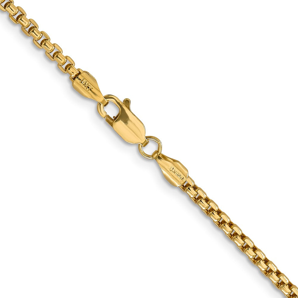 14K 28 inch 2.45mm Semi-Solid Round Box with Lobster Clasp Chain